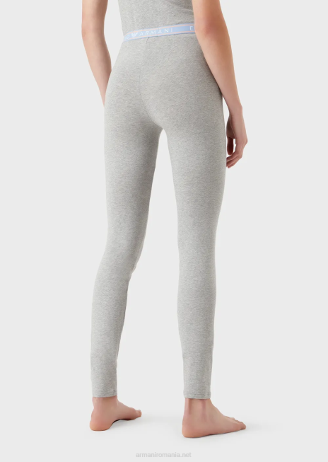 femei R802G175 Jambiere emblematice din bumbac organic cu talie cu logo Armani gri