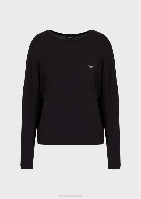 femei R802G178 top fluid din eco-vâscoză Armani negru