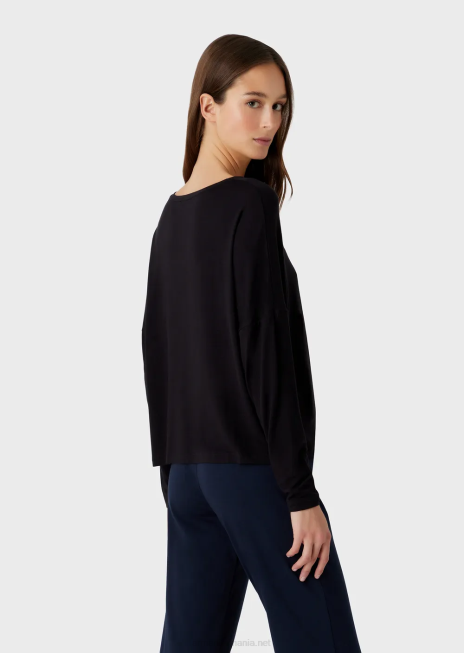 femei R802G178 top fluid din eco-vâscoză Armani negru