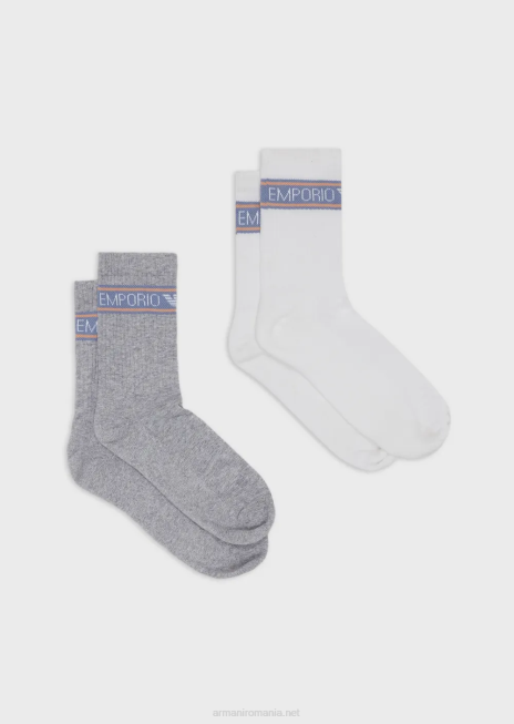 femei R802G183 pachet de două șosete din țesătură cu logo sportiv Armani