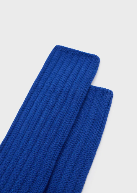 femei R802G185 colecție sustenabilă șosete până la genunchi cu nervuri din bumbac organic Armani albastru