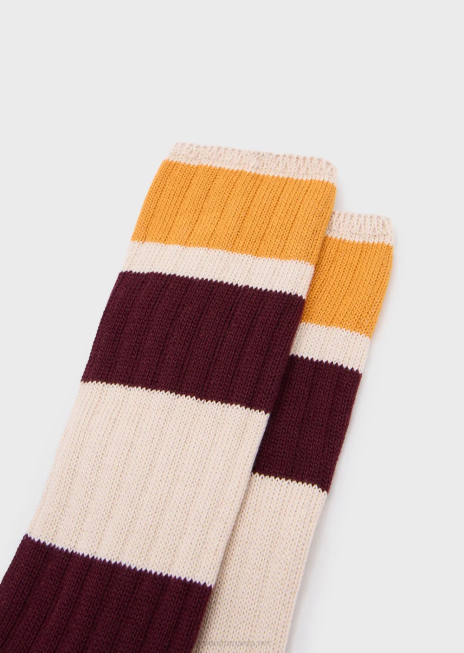 femei R802G186 colecție sustenabilă șosete până la genunchi cu nervuri din bumbac organic Armani maro