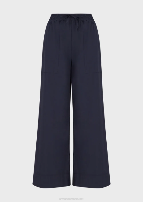 femei R802G17 pantaloni de plajă cu șnur din poplin Armani albastru marin