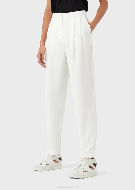 femei R802G256 pantaloni cu săgeți și țesături din material granit Armani alb