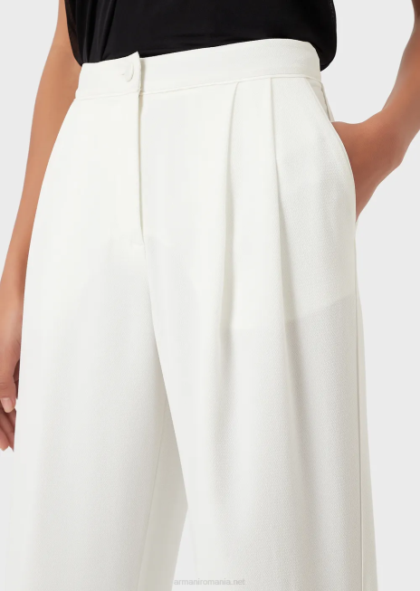 femei R802G256 pantaloni cu săgeți și țesături din material granit Armani alb