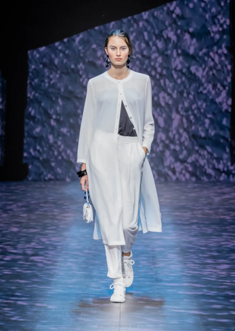 femei R802G256 pantaloni cu săgeți și țesături din material granit Armani alb