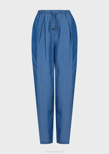 femei R802G259 pantaloni din denim lyocell cu șnur Armani denim