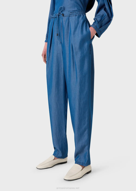 femei R802G259 pantaloni din denim lyocell cu șnur Armani denim