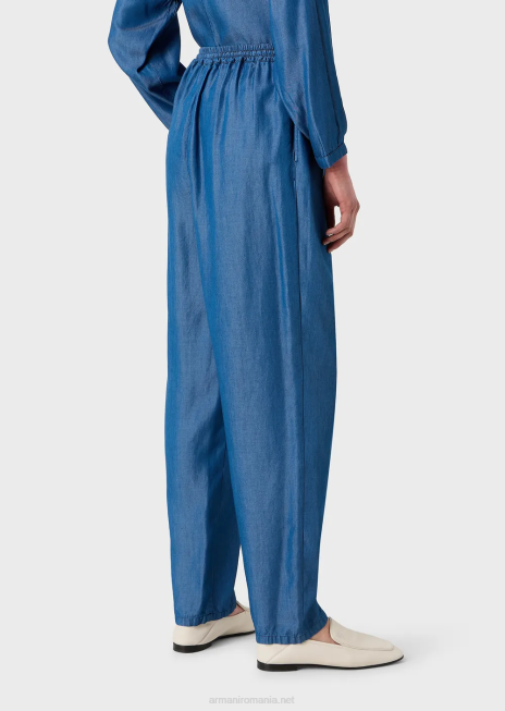 femei R802G259 pantaloni din denim lyocell cu șnur Armani denim