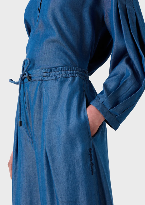 femei R802G259 pantaloni din denim lyocell cu șnur Armani denim