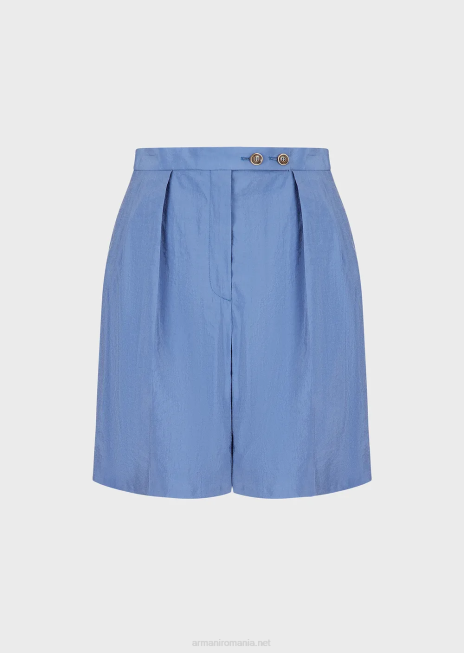 femei R802G261 pantaloni scurți tehnico-mătase spălați cu săgeți Armani azur