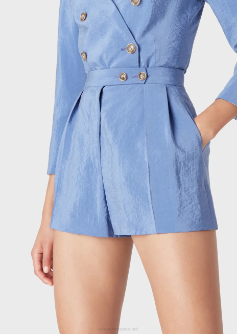 femei R802G261 pantaloni scurți tehnico-mătase spălați cu săgeți Armani azur