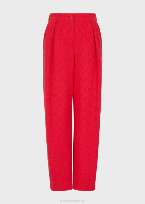 femei R802G265 pantaloni din jerseu din jacquard în os de pește, cu săgeți Armani roșu