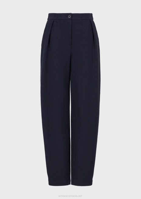 femei R802G266 pantaloni din jerseu din jacquard în os de pește, cu săgeți Armani Violet