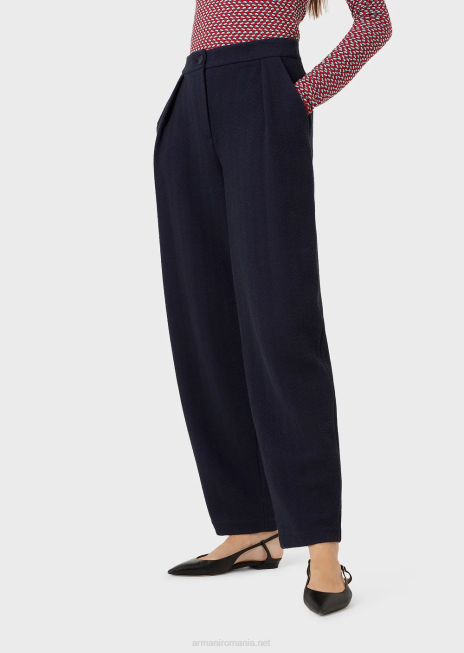 femei R802G266 pantaloni din jerseu din jacquard în os de pește, cu săgeți Armani Violet