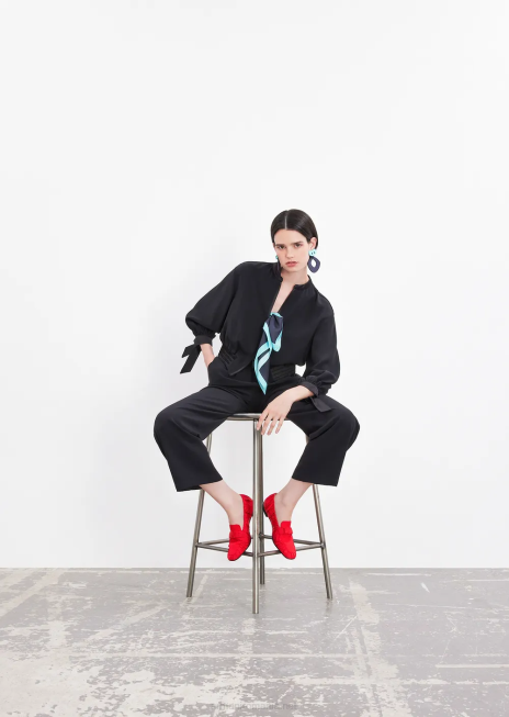 femei R802G267 pantaloni tehnic din satin cu detalii din satin Armani