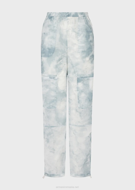 femei R802G268 pantaloni cargo din nailon cu imprimeu degradat cu efect de cer Armani model
