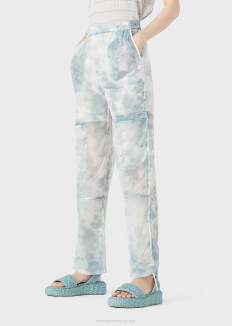 femei R802G268 pantaloni cargo din nailon cu imprimeu degradat cu efect de cer Armani model