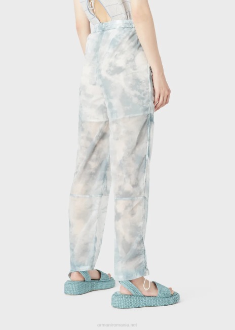 femei R802G268 pantaloni cargo din nailon cu imprimeu degradat cu efect de cer Armani model