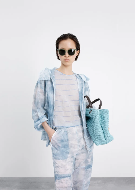 femei R802G268 pantaloni cargo din nailon cu imprimeu degradat cu efect de cer Armani model