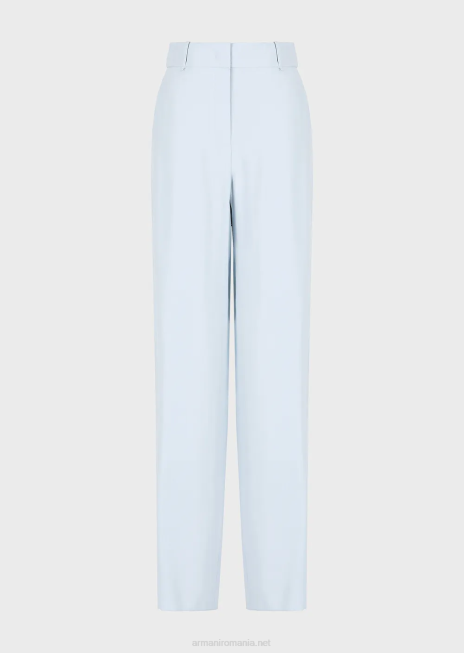 femei R802G270 pantaloni palazzo fluidi din gabardină Armani azur