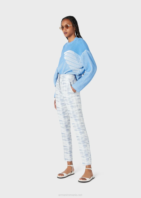 femei R802G271 pantaloni cu talie înaltă într-un amestec jacquard-in degradat Armani model