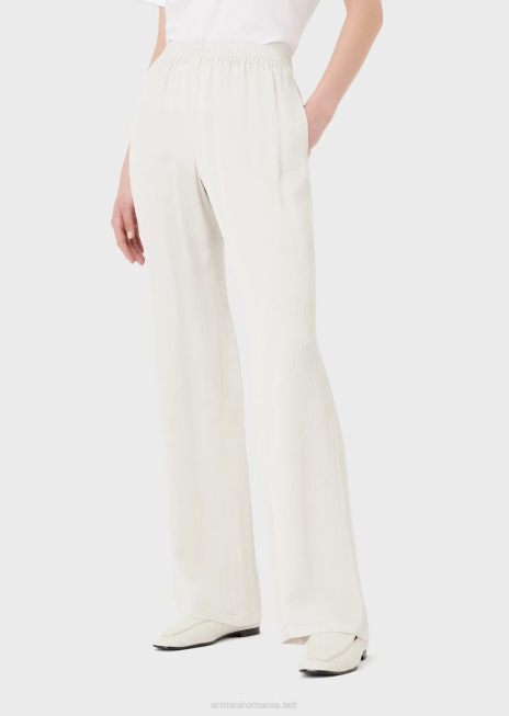 femei R802G273 pantaloni froisse jacquard cupro amestec cu talie elastică Armani gri deschis