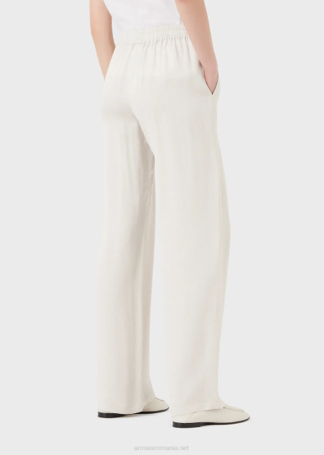 femei R802G273 pantaloni froisse jacquard cupro amestec cu talie elastică Armani gri deschis