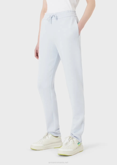 femei R802G279 pantaloni din jerseu dublu cu șnur și fermoar la tiv Armani azur