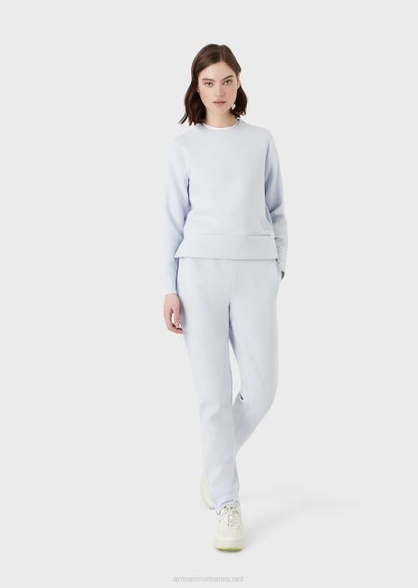 femei R802G279 pantaloni din jerseu dublu cu șnur și fermoar la tiv Armani azur