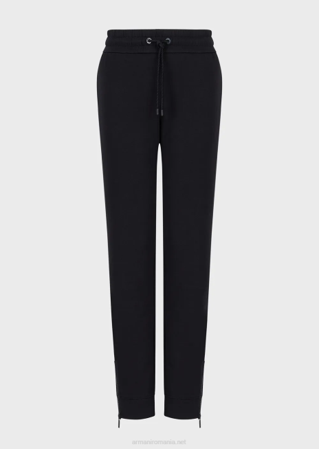 femei R802G280 pantaloni din jerseu dublu cu șnur și fermoar la tiv Armani albastru marin