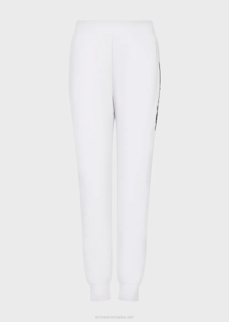 femei R802G281 pantaloni de jogging cu broderie logo-ul semnăturii în relief Armani alb