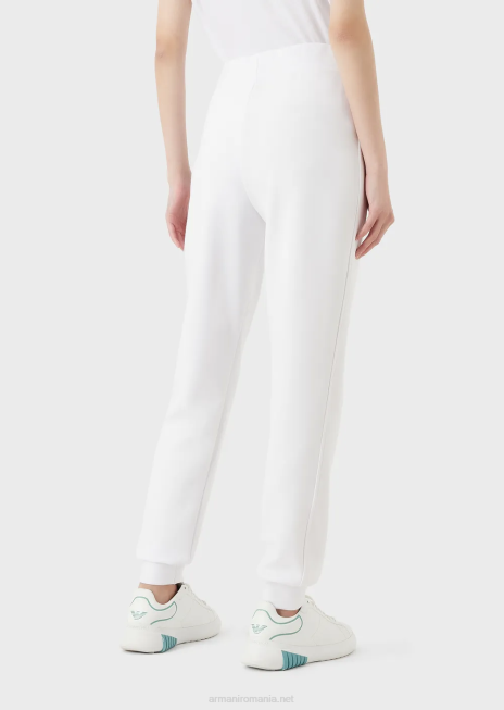 femei R802G281 pantaloni de jogging cu broderie logo-ul semnăturii în relief Armani alb