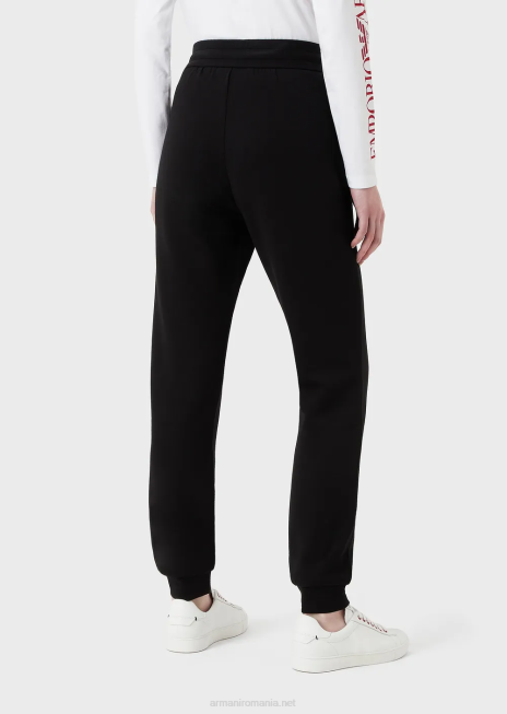 femei R802G282 pantaloni din jerseu dublu cu broderie Armani negru