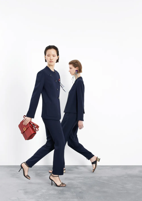 femei R802G284 pantaloni fluid crep 7/8 Armani albastru marin