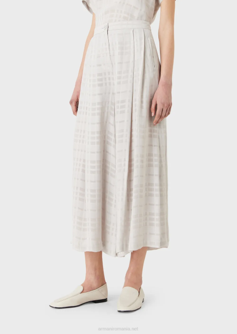 femei R802G285 check vascoza 7/8 pantaloni Armani gri deschis