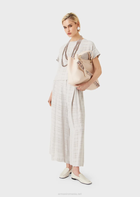 femei R802G285 check vascoza 7/8 pantaloni Armani gri deschis