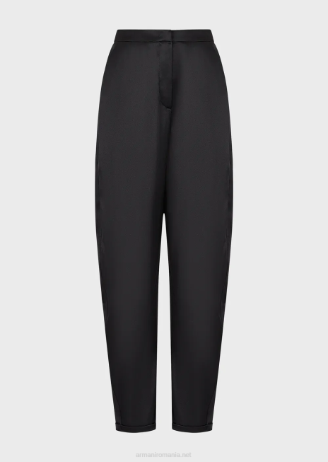 femei R802G287 pantaloni ovale din satin de mătase Armani negru