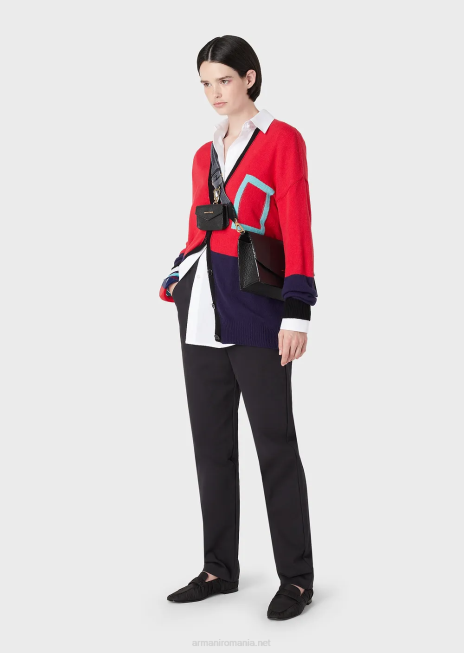 femei R802G289 pantaloni din bumbac lustruit cu carlige Armani albastru marin