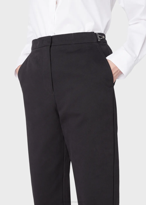 femei R802G289 pantaloni din bumbac lustruit cu carlige Armani albastru marin