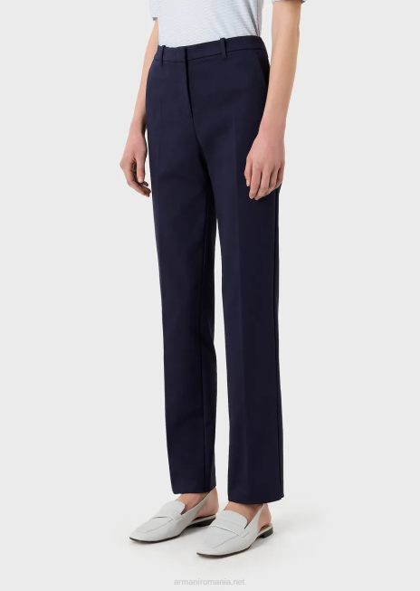 femei R802G290 pantaloni slim din bumbac stretch couture Armani albastru marin