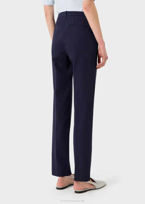 femei R802G290 pantaloni slim din bumbac stretch couture Armani albastru marin