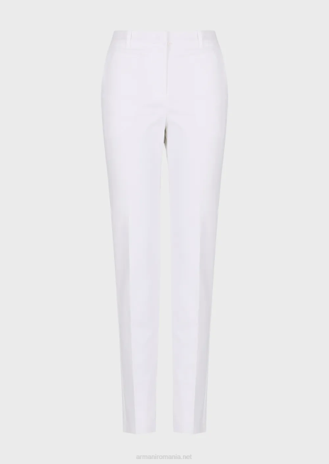femei R802G291 pantaloni slim din bumbac stretch couture Armani alb