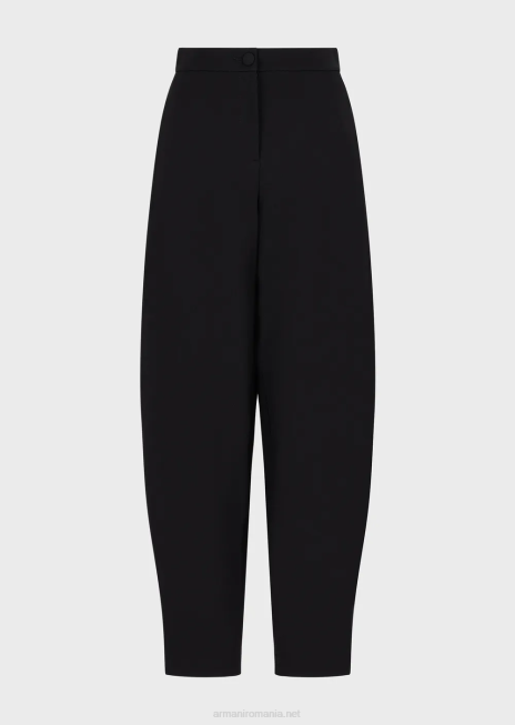 femei R802G293 pantaloni ovale din țesătură cu cusături milano Armani negru