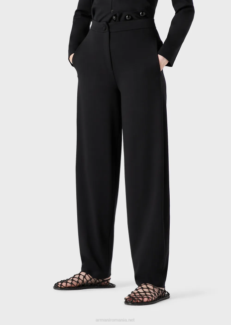 femei R802G293 pantaloni ovale din țesătură cu cusături milano Armani negru