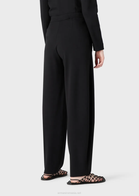 femei R802G293 pantaloni ovale din țesătură cu cusături milano Armani negru