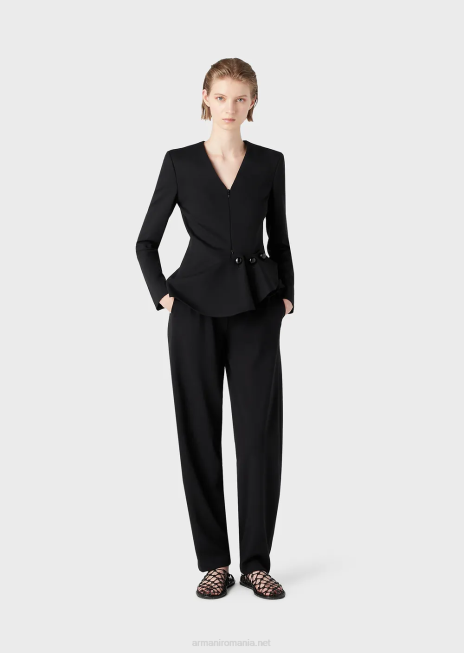 femei R802G293 pantaloni ovale din țesătură cu cusături milano Armani negru