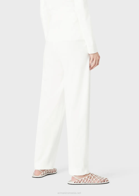 femei R802G294 pantaloni ovale din țesătură cu cusături milano Armani alb