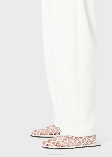 femei R802G294 pantaloni ovale din țesătură cu cusături milano Armani alb