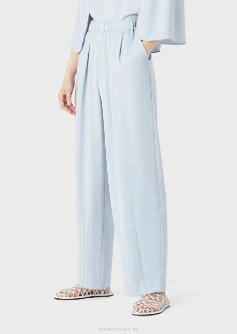 femei R802G301 pantaloni tehnic-cady cu banda elastica in talie Armani azur